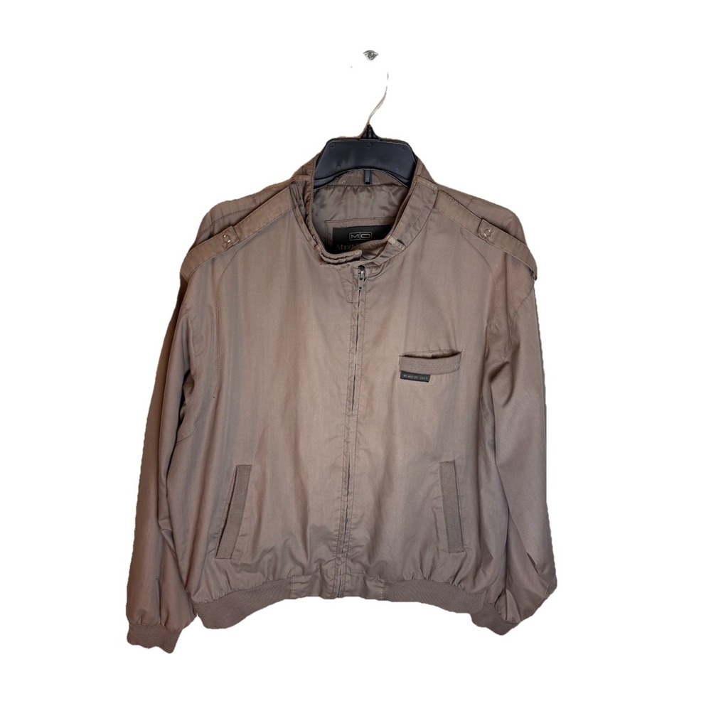 Members Only Cafe Racer Jacket Mens Sz Large Beige Long Sleeve